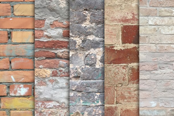 3 Old Brick Wall Textures x10 (1820)
